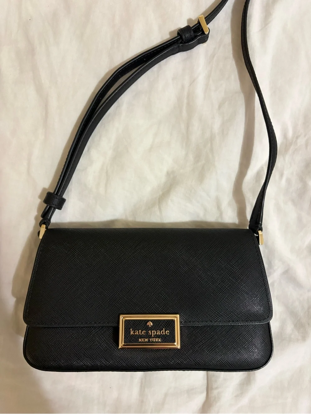 kate spade Black Saffiano Crossbody with Gold Hardware